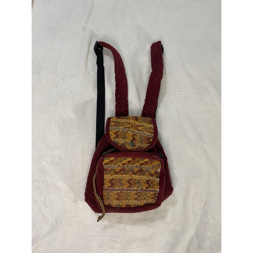 Vintage 90s Ixchel Patchwork Corduroy Padded Tube Sling Bag Glass Smoking Stash